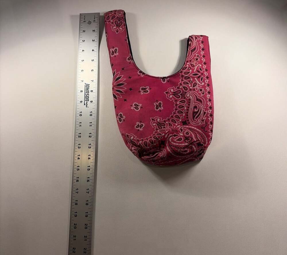 YAITO Red Paisley Knot Bag Pink Bandana Print Japanese Wristlet